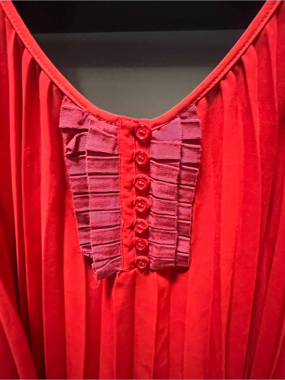 ☀️ Free People Vintage Red Accordion Pleated Front Button Placket Camisole - Picture 3 of 8